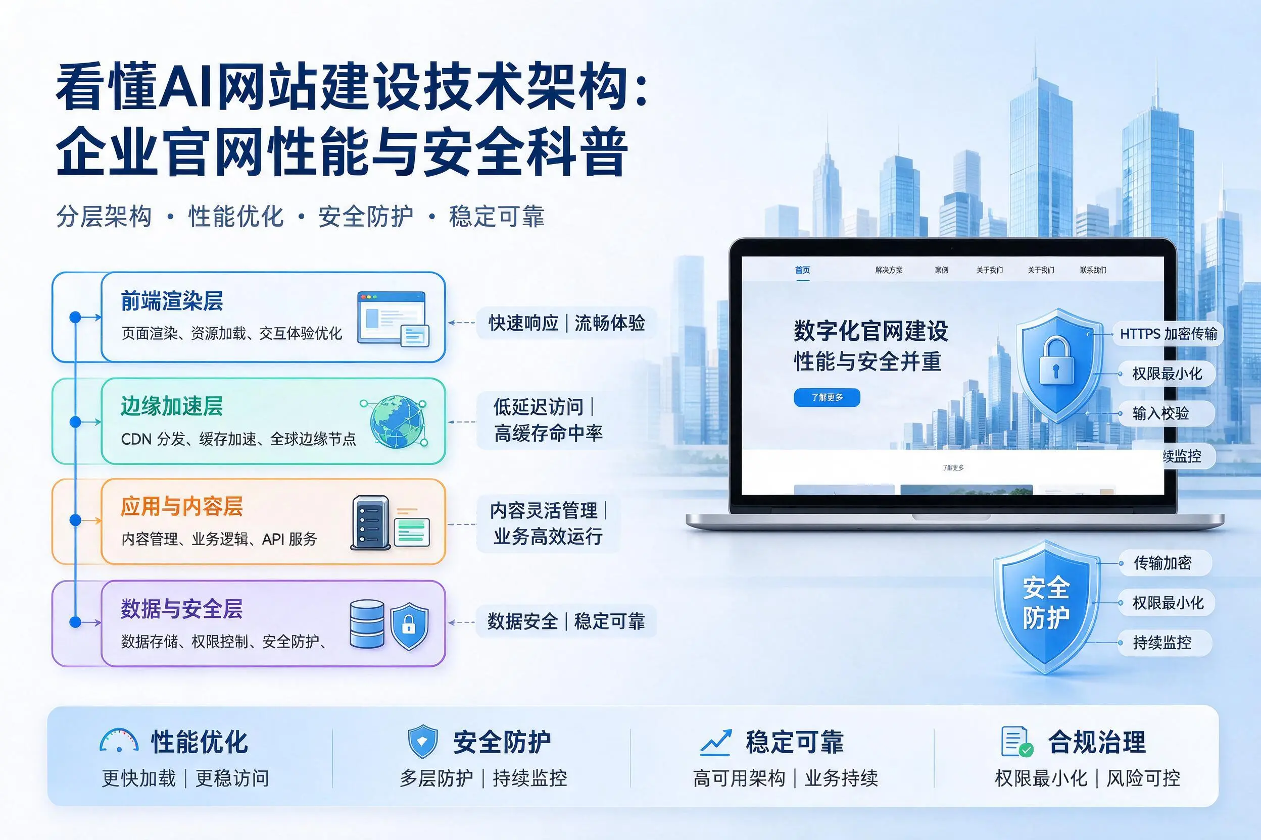 看懂AI网站建设技术架构:赤峰企业官网性能与安全科普
