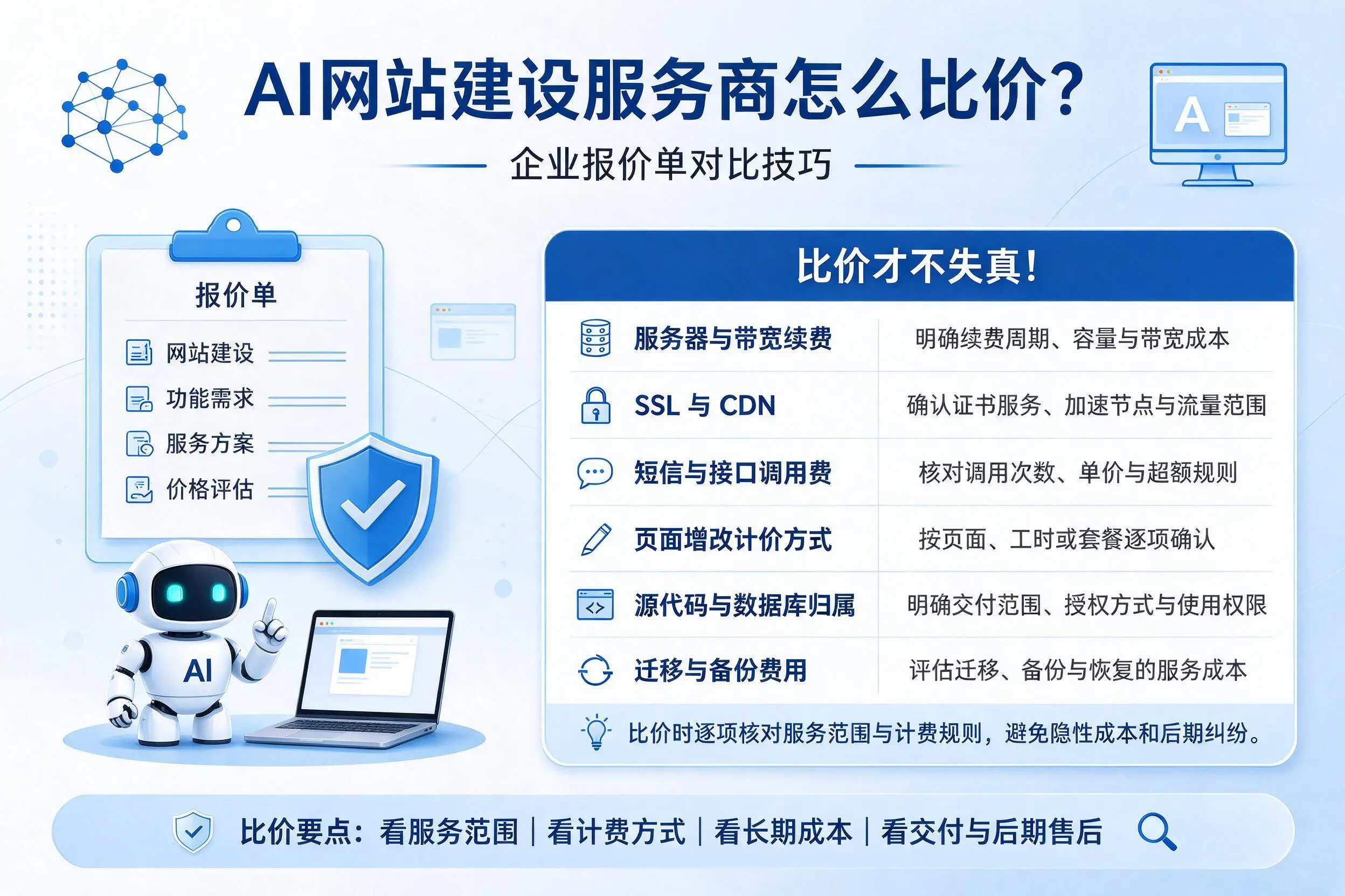 AI网站建设服务商怎么比价？赤峰企业报价单对比技巧